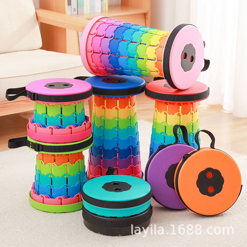Taburete de arco iris transfronterizo, silla plegable, taburete retráctil, ocio al aire libre, banco ajustable portátil Maza, cola para acampar, hogar