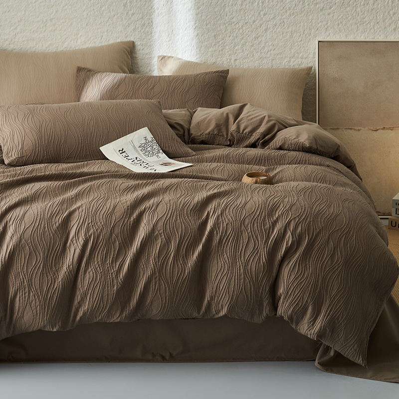 Classe A algodón 100% algodón cuatro piezas Jacquard tres capas de gaza cubierta sábanas de algodón lavado con agua cama cama cama de cama