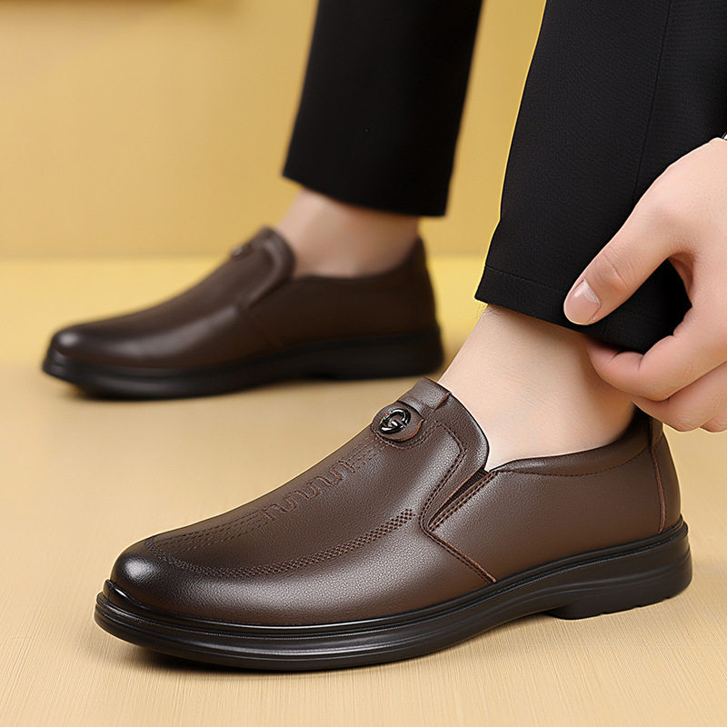 Giày da nam lười cổ thấp đế mềm chống mài mòn, giày công sở lịch sự gót thấp — CS5203 màu nâu, CS5203 màu đen