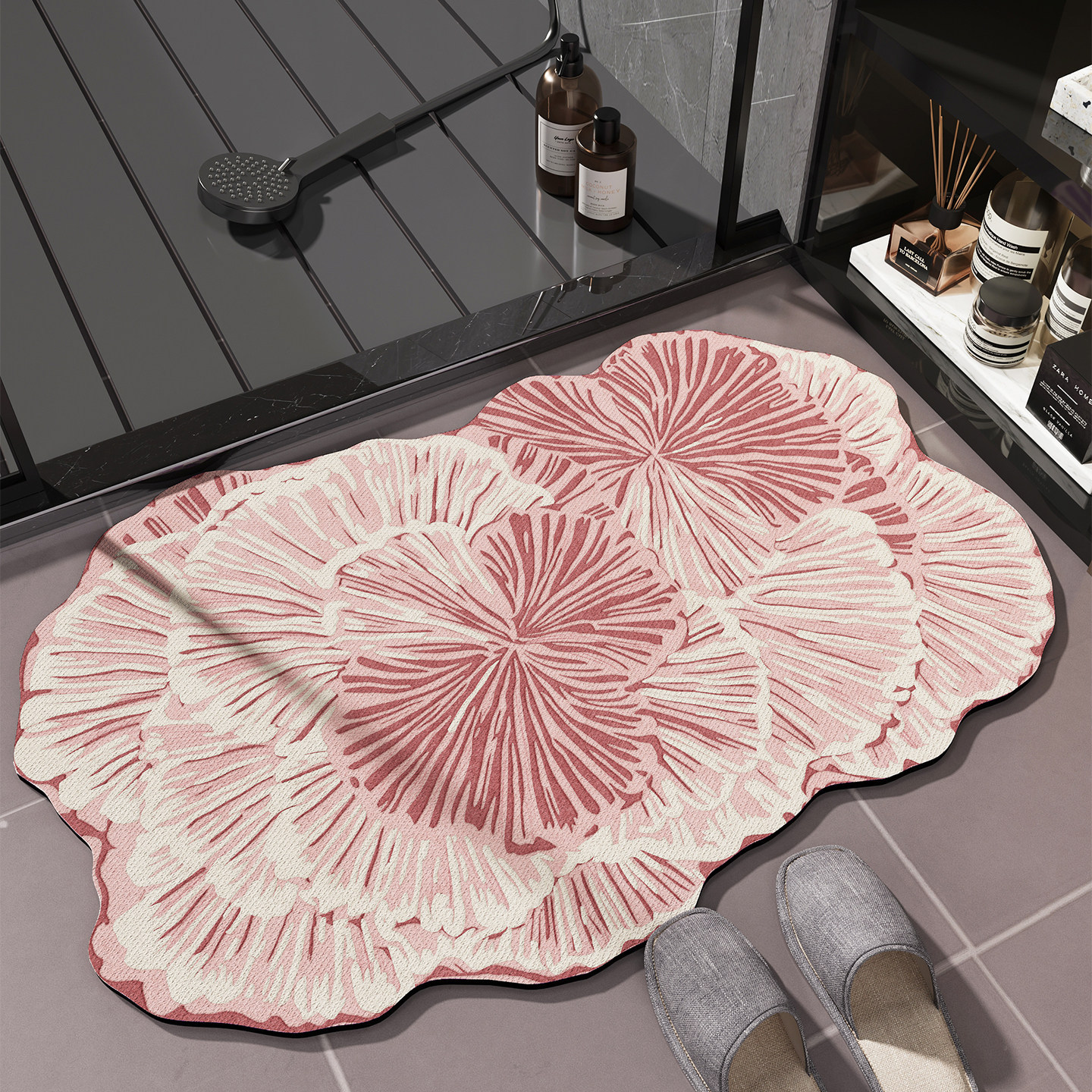 Alfombra de suelo de baño francesa de alta calidad, inodoro de absorción de agua, pie seco rápido, puerta de barro de diatomeas, alfombra antideslizante a prueba de suciedad