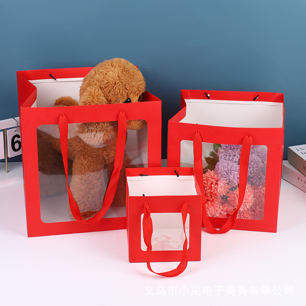 Bolsas de regalo de acompañamiento engrosadas bolsas de papel Kraft Bolsas de papel de cartera bolsas de papel al por mayor bolsas de flores bolsas de regalo cuadradas