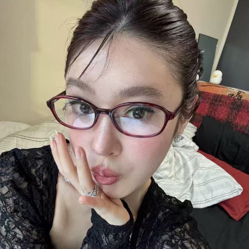 欧美窄框椭圆形猫眼平光镜女素颜可配度数近视镜小圆脸眼镜框架潮|undefined