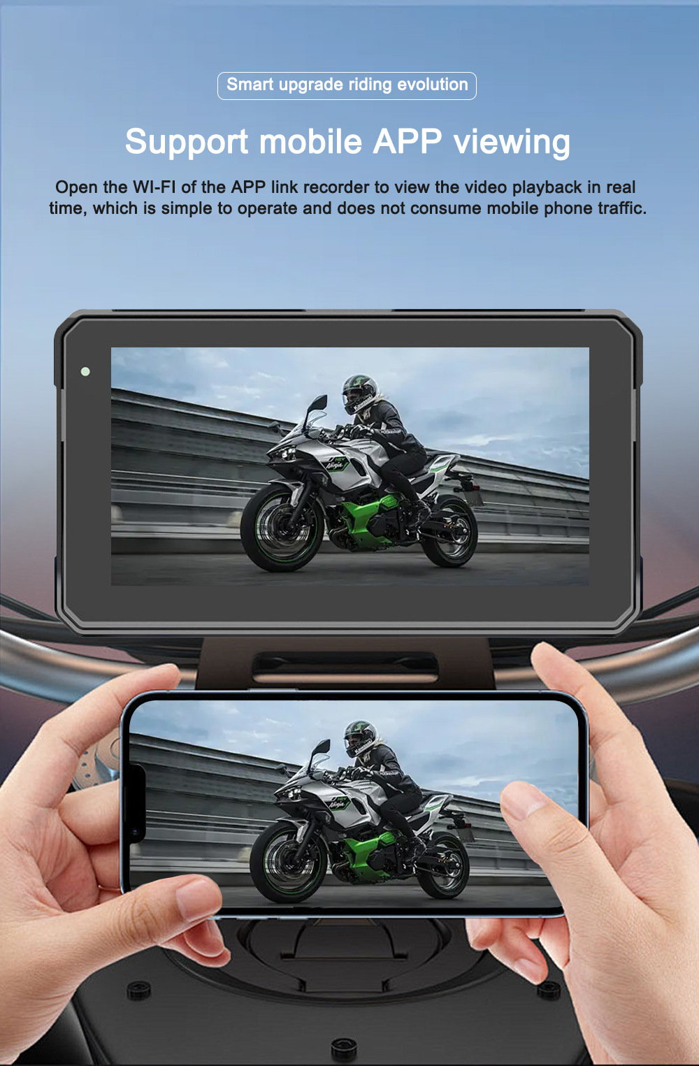 Cross-Border 6inch Motorcycle Dash Cam Wireless Carplay Android Auto Gps Screen Projection Recorder
