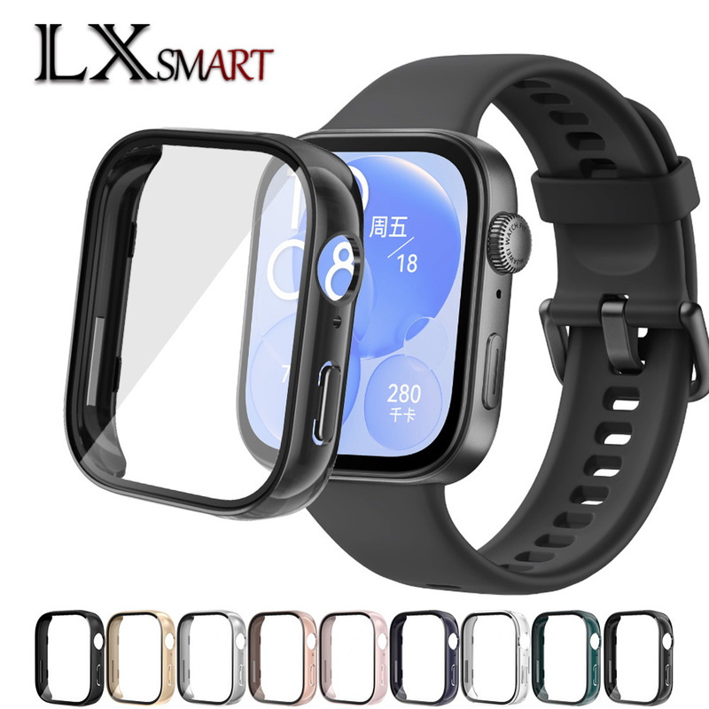 Suitable for Huawei Watch Fit3/4/5/4Pro Protective Case Pc+Tempered Film Anti-Fall Shell and Film Integrated Protective Case