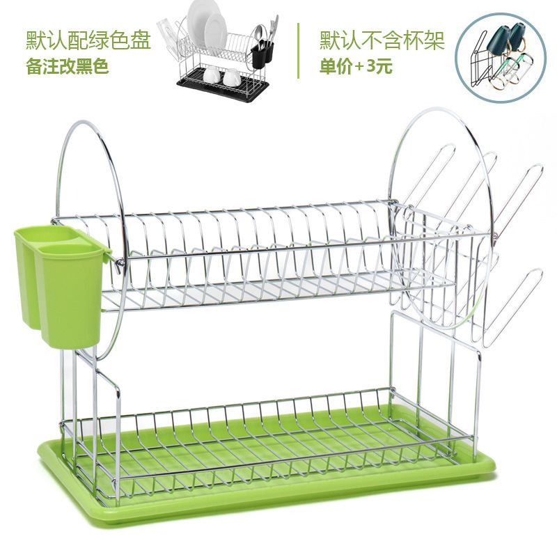 組み立て式水切り食器収納ラックキッチンカウンタートップ二層収納ラック食器トレイ水切りボウルラック簡単な取り付け|undefined