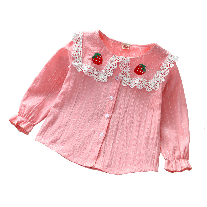Camisa de las niñas 2023 primavera nuevo bebé estilo occidental niños niñas camisa blanca de manga larga primavera y otoño estilo coreano top