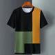 Trendy ice silk short sleeve men's summer Korean thin round neck slim youth contrast casual half sleeve t-shirt wholesale
