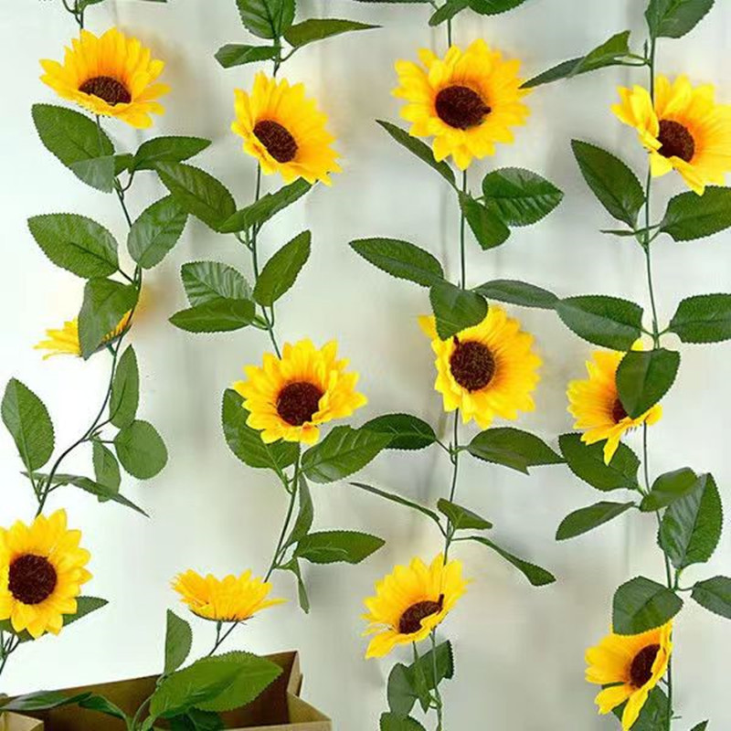 Simulation Sunflower Vine Home Decor Artificial Flower Vine Wedding & Event Decor Sunflower Vine for Cross-Border Trade