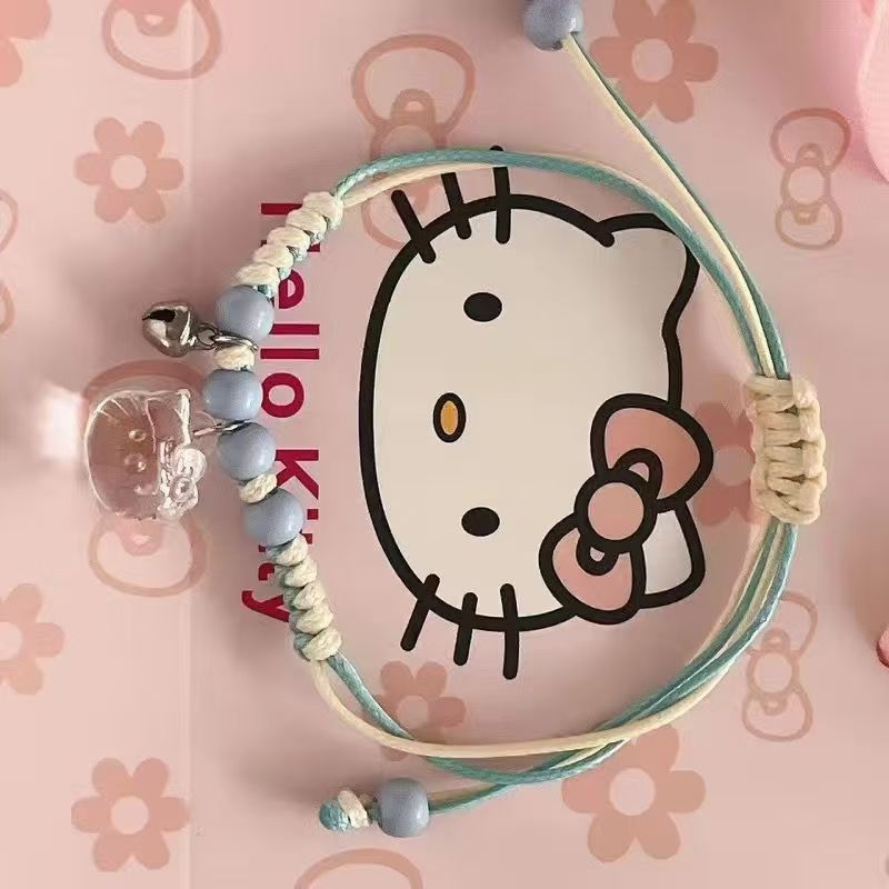 ハローキティ 手編み ピンク ハンドロープ ブレスレット ニッチ かわいい 学生 親友 ギフト ハローキティ 調節可能|undefined
