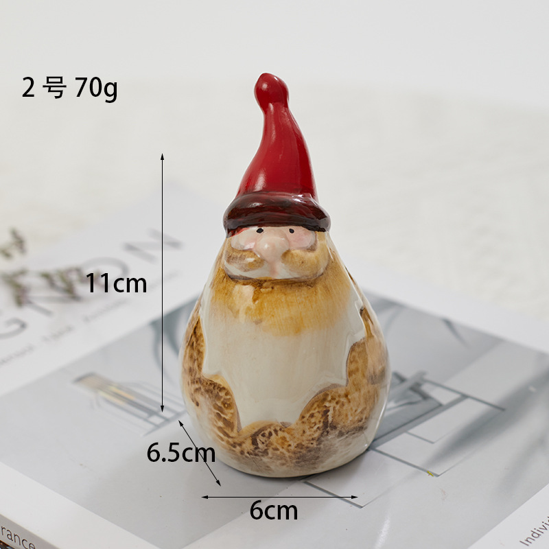 Nuevos productos transfronterizos de Navidad cerámica retro decoración de nieve hombre viejo alce escritorio con luces decorativas regalos