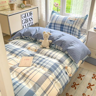 Factory Wholesale Cotton Student Dormitory Three-Piece Set Pure Cotton Bed Sheetss and Quilt Cover Six-Piece Set School Bedding Direct Sales