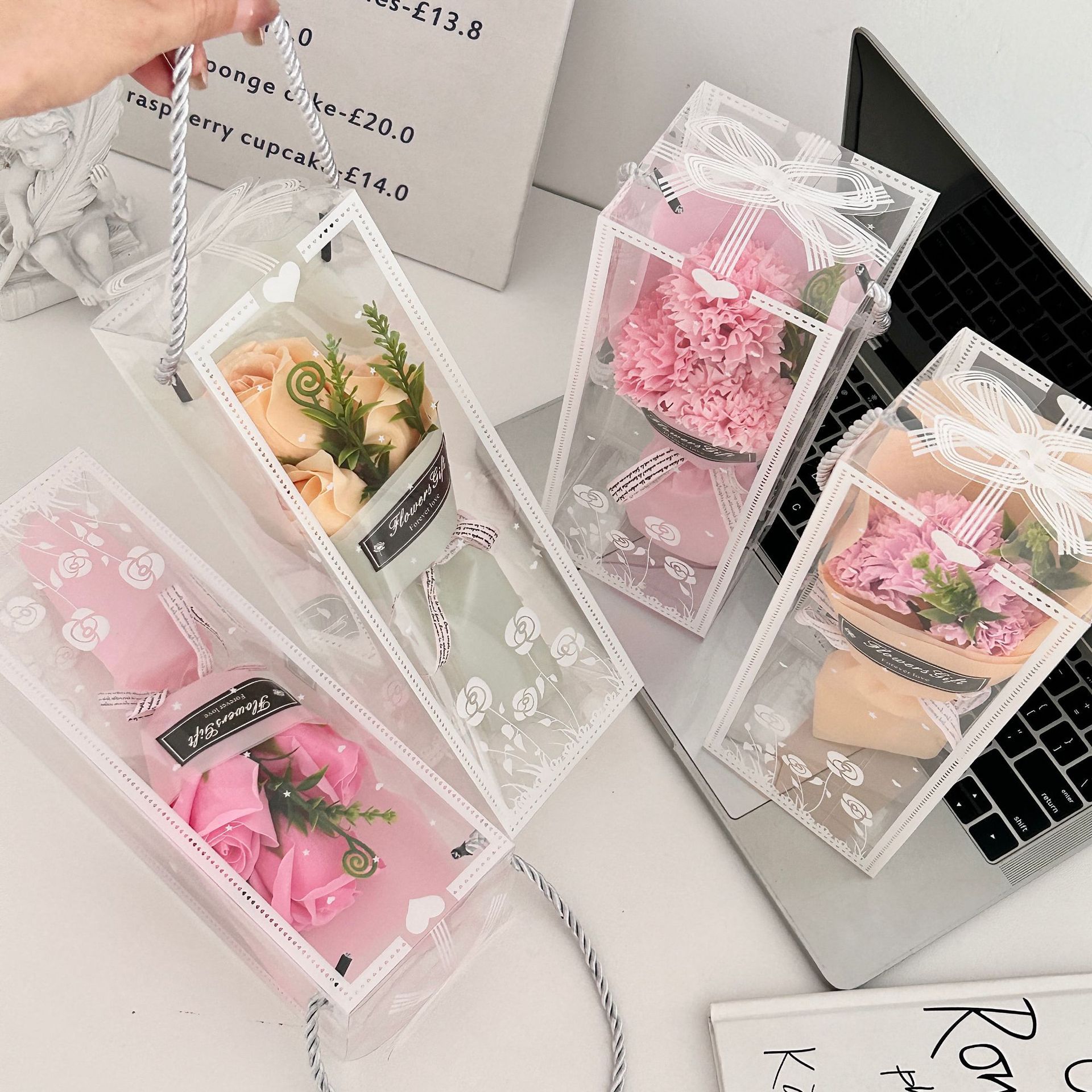 225g Weight bouquet Event & Party Supplies 1 Piece Quantity Wedding, Graduation, Festival Occasion Soap Flower Material Carnation, Rose Pattern Romantic Style Romantic Carnation Rose Soap Flower Artificial Flowers 7