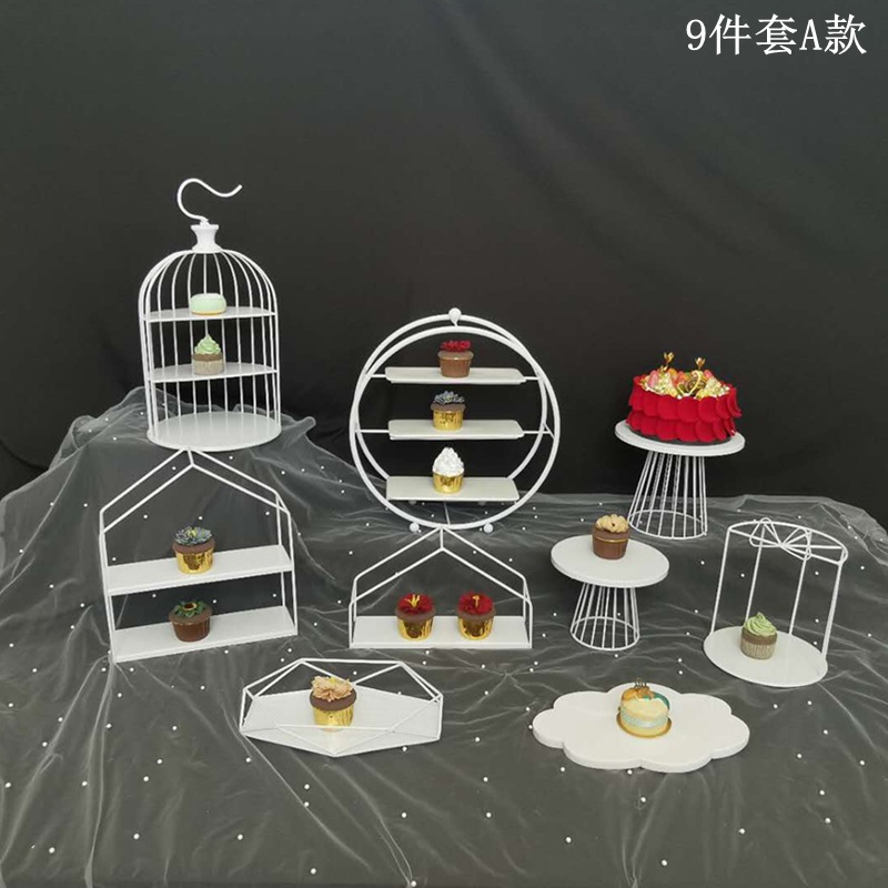 Decoración de mesa de postre de estilo europeo soporte de exhibición bandeja de pastel Decoración de mesa de boda traje creativo té de la tarde Merienda soporte