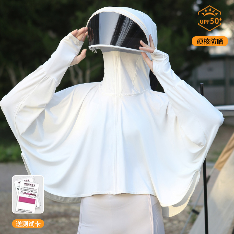 女性用日焼け止めショール、サイクリング用日焼け止め服、夏用日よけ顔UPF50+抗UVマント日焼け止め服|undefined