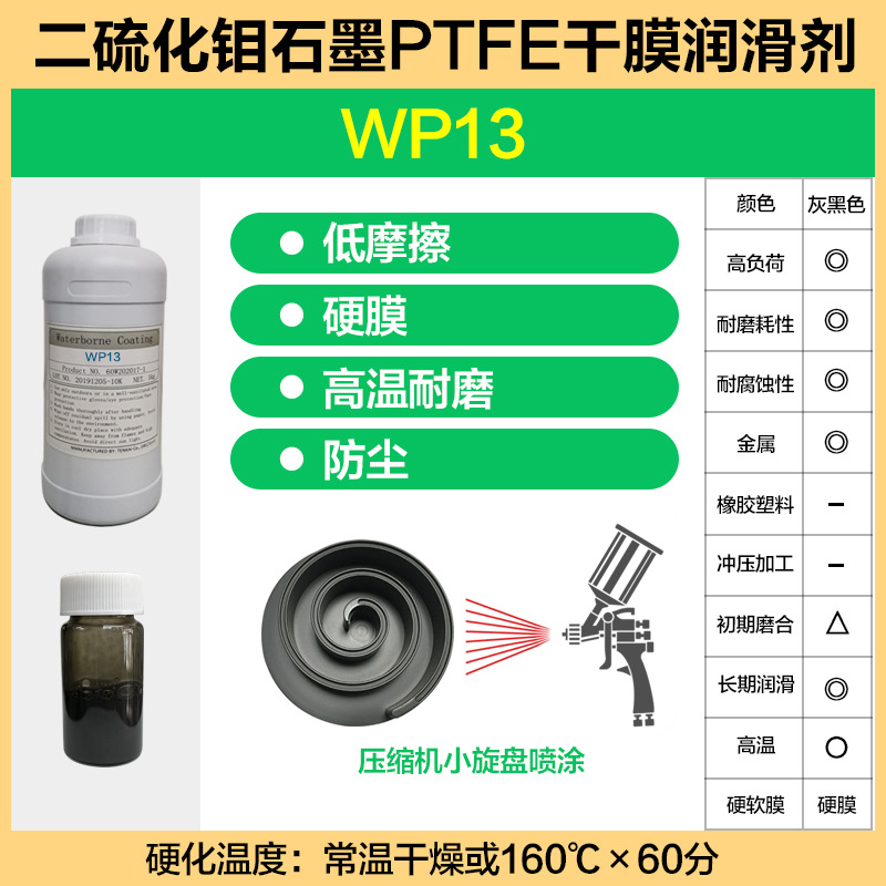 转轴转子导轨滑块低高温真空环保型水性PTFE耐磨润滑干膜 WP13-E5