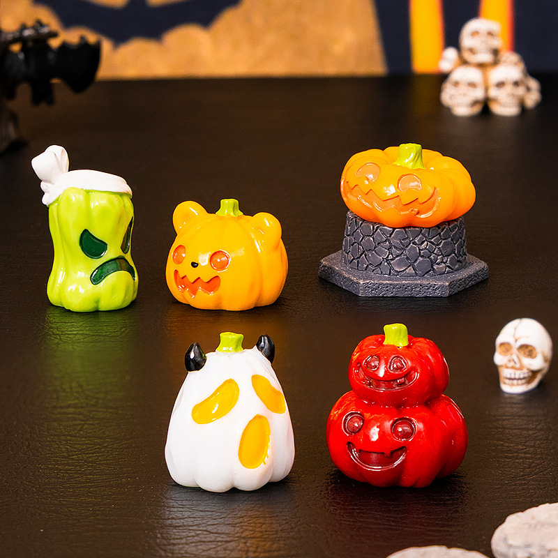 国境を越えたハロウィンのカボチャのミニチュア造園、創造的な家の装飾、デスクトップ用樹脂DIYクラフト装飾品|undefined