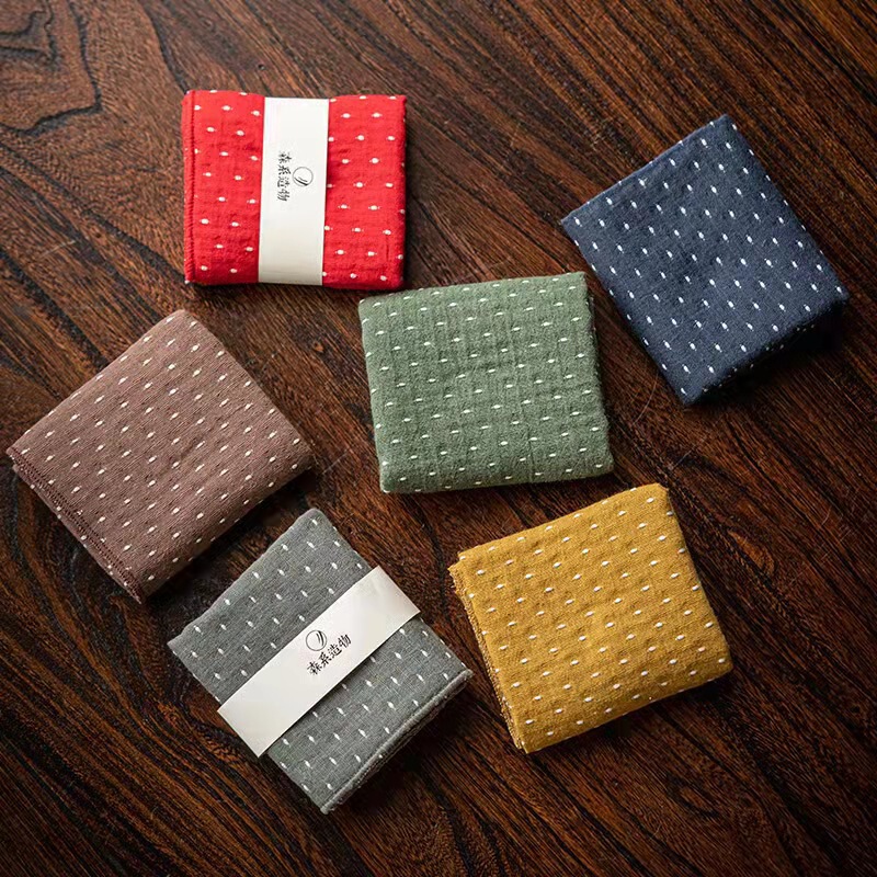 Japanese Style Cotton and Linen Tea Towel Gipsophila Absorbent Tea Towel Thickened Creative Coffee Table Tea Tablecloth Rag Tea Table Tea Table Tea Set Accessories