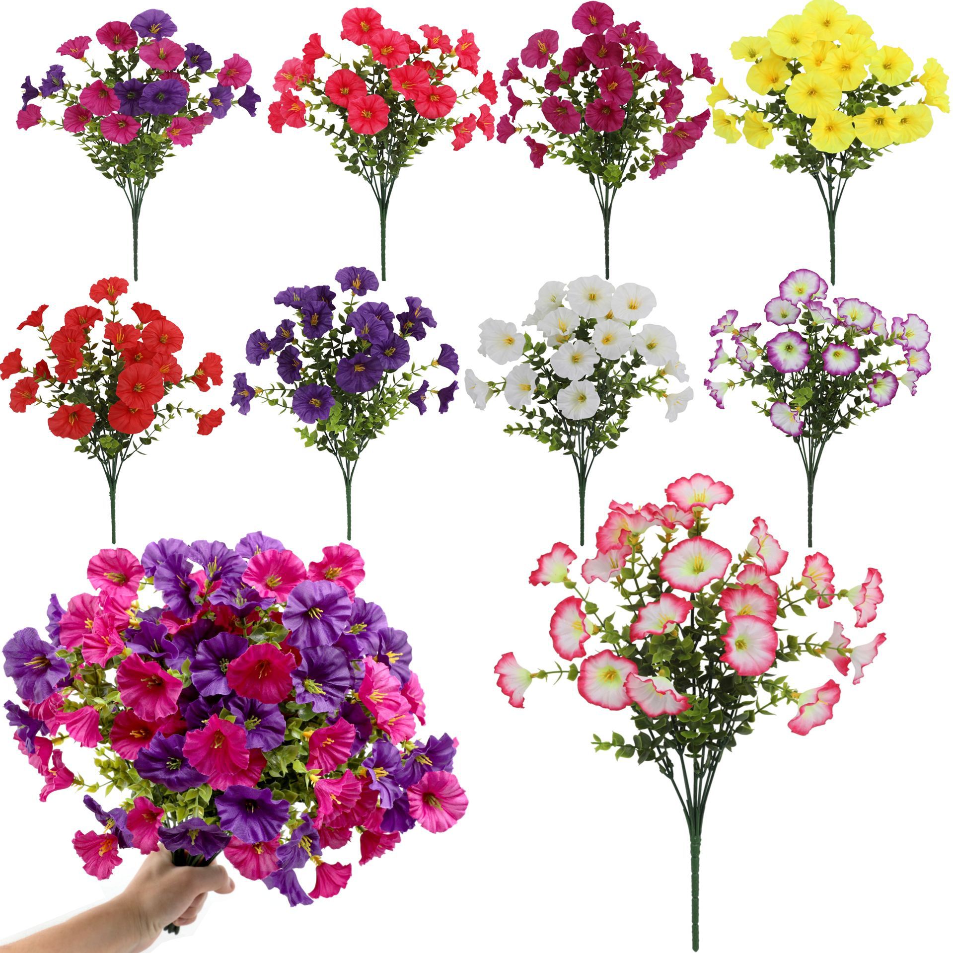 Cross-Border Artificial Flowers Eucalyptus Morning Glory Morning Glory Home Wedding Decoration Ornaments Artificial Fake Flowers Props Wholesale