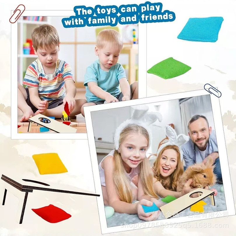 Mini tablero de sacos de arena de madera transfronteriza, tablero de sacos de arena pequeño de escritorio, juego de sacos de arena interactivo entre padres e hijos, juguete educativo