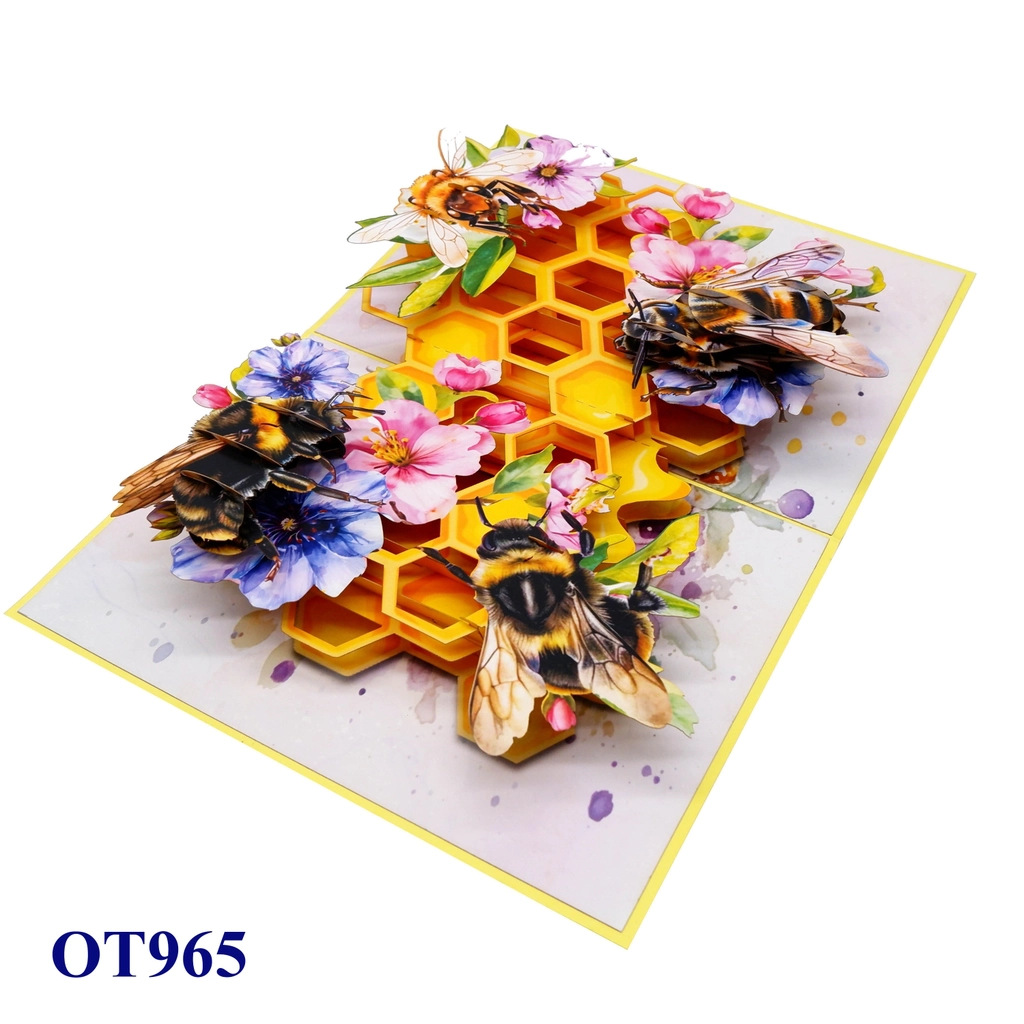3D estereoscópico abeja panal tarjeta de felicitación de cumpleaños creativa con sobre regalo transfronterizo de alta calidad Navidad