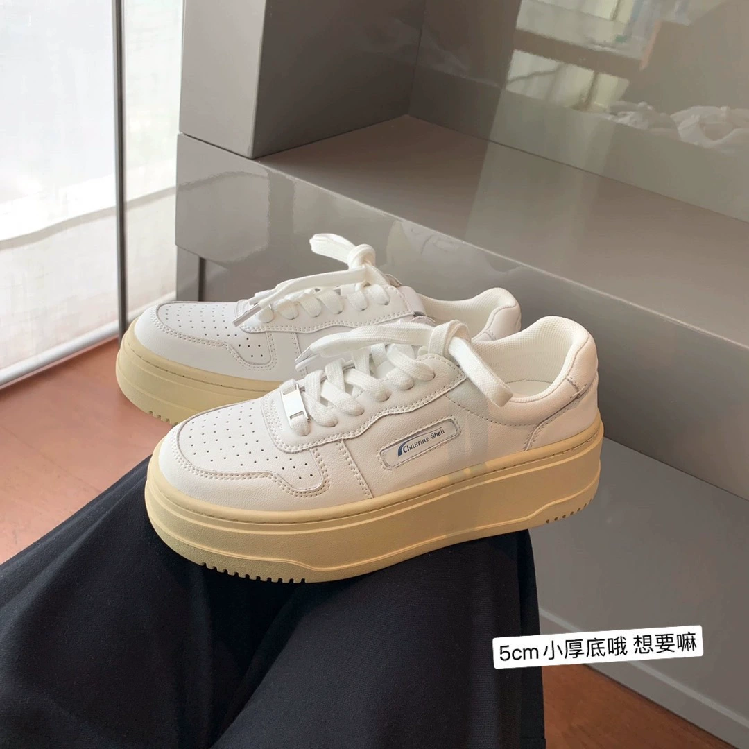 [Sheii Су Инь] 5 см версия ~ Корейская кожаная толстая подошва для увеличения повседневной спортивной обуви