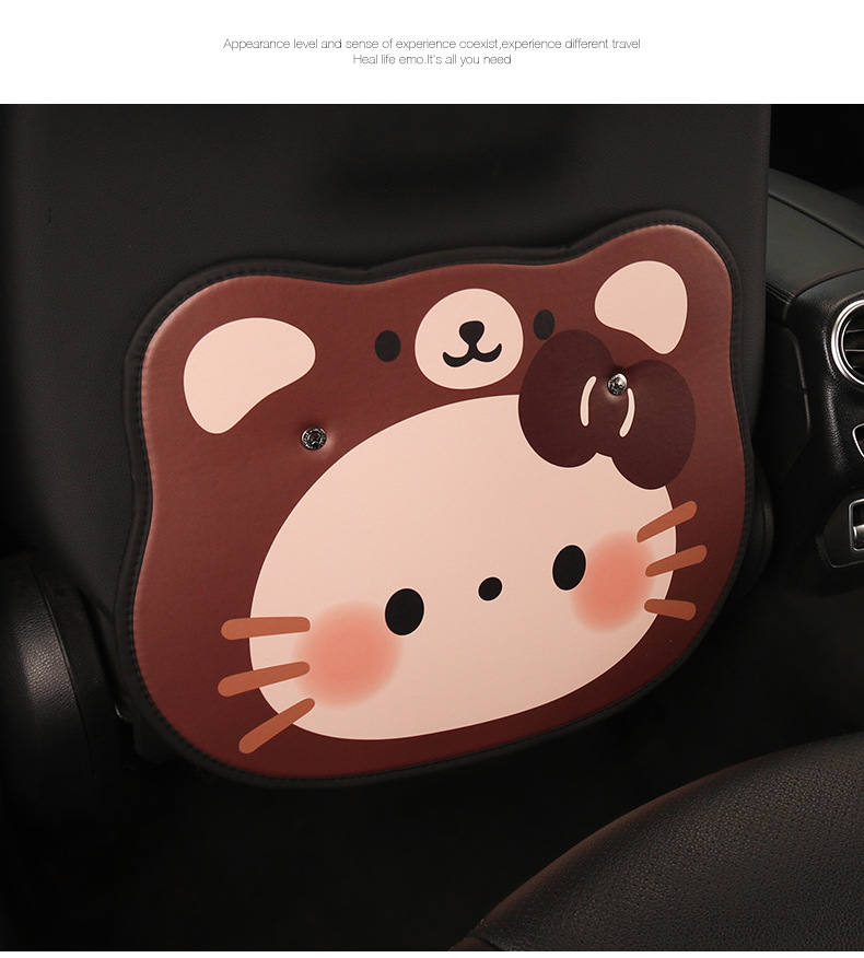 Women's Cute Cartoon Kitten Car Seat Back Anti-Kick Pad Car Seat Back Anti-Fouling Pad Rear Anti-Dirty Pad