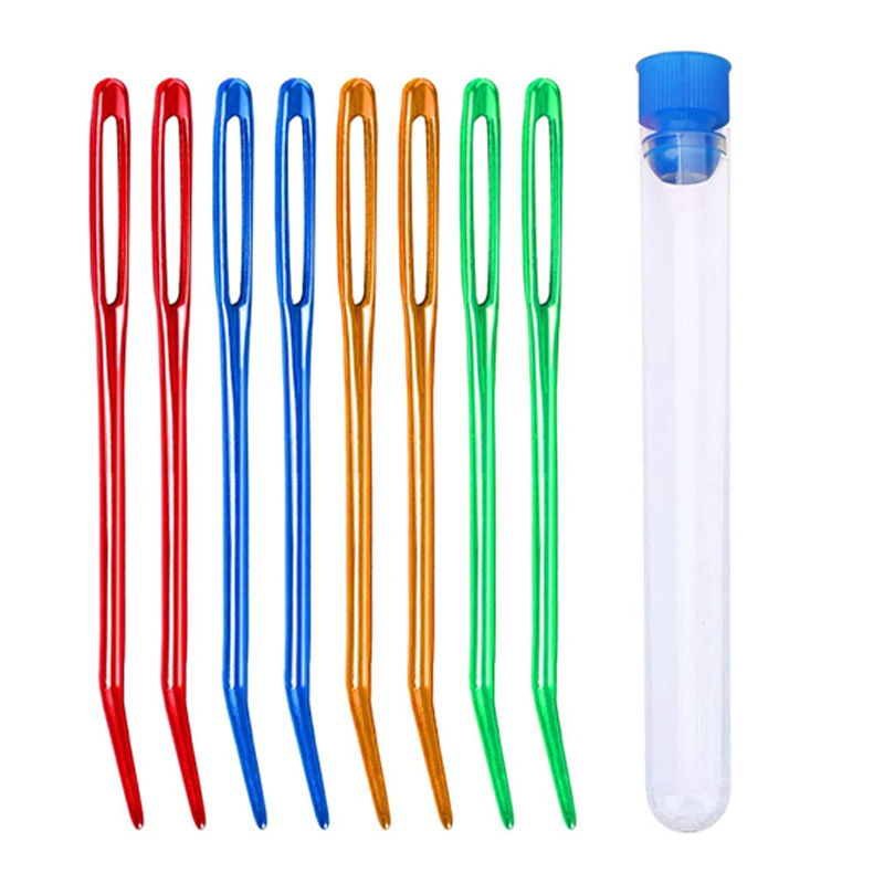 Aluminio grande-ojo curvado aguja mano costura aguja zurdo aguja de ojo grande aguja de coser aguja lana tejer herramienta