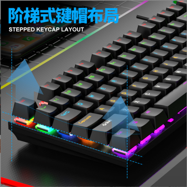 Viper KM600 True Mechanical Backlit USB Keyboard Mouse Set Office Gaming RGB Laptop Desktop