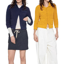 TOROON 高克重棉质九分袖复古针织开衫女秋季娃娃领宽松显瘦上衣