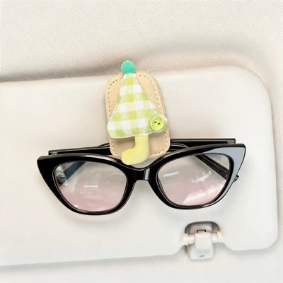 Car Glasses Clip/Bill Clip for In-Car Use, Sunglasses Storage - green-umbrella-glasses-clip