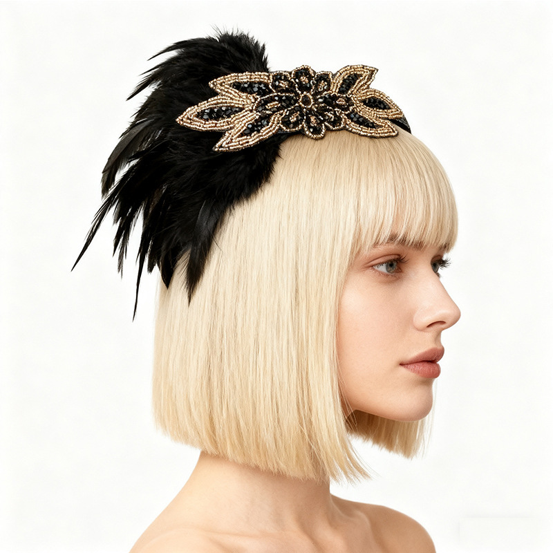 1920S Gatsby Headwear European and American Retro Masquerade Festival Party Performance Props Bridal Feather Hair Accessories