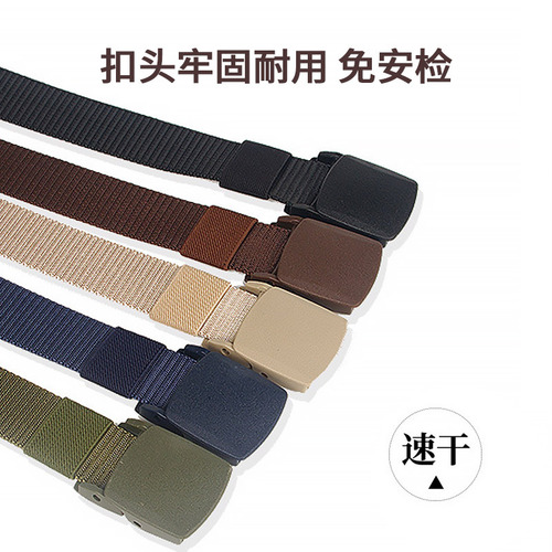 After security check, nylon thin belt for women and men, plastic buckle for outdoor sports, student wholesale, casual pants belt, cross-border