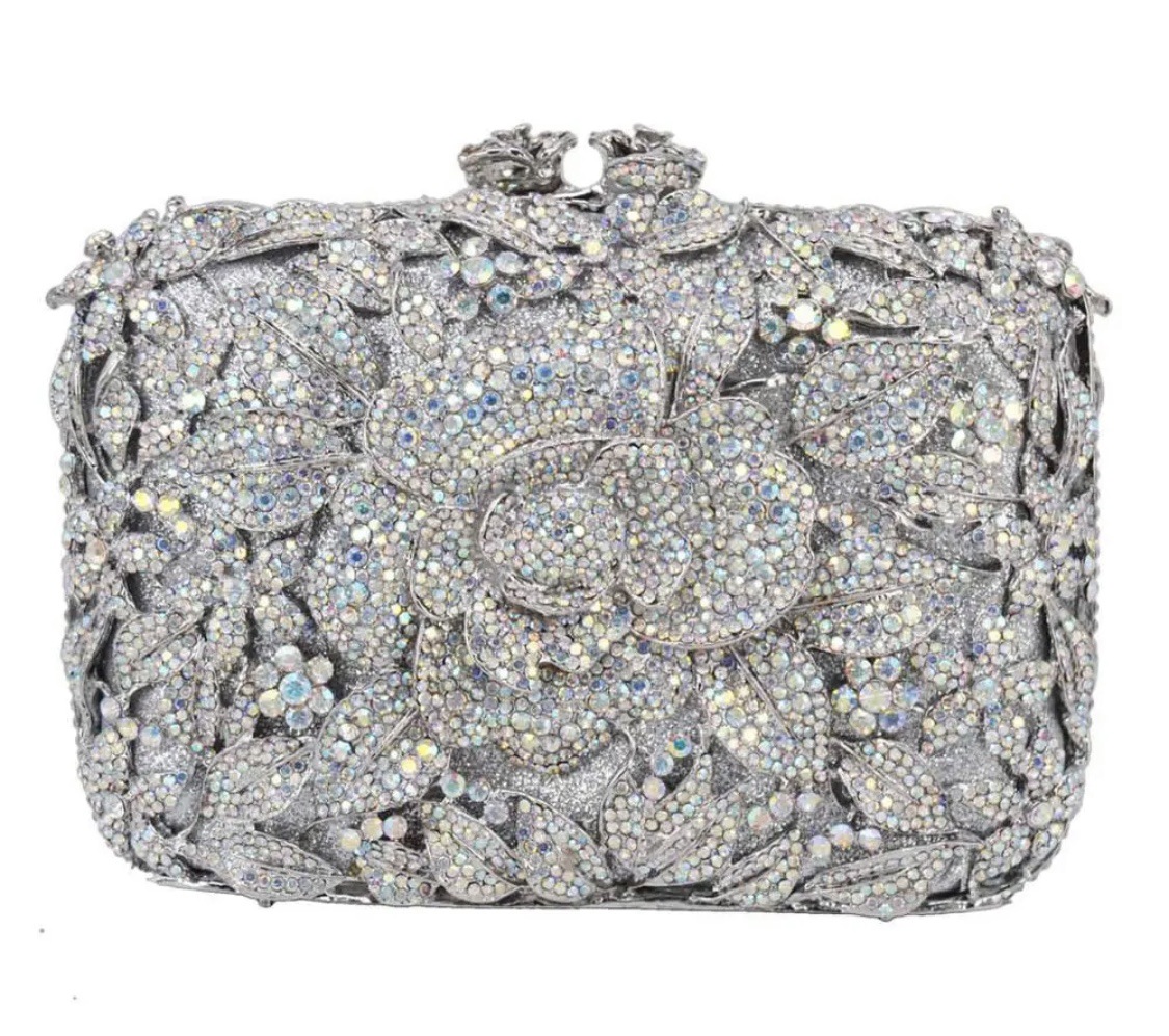 Selección estricta de diamantes transfronterizos bolsas de cena rosa pastel hueco bolsas de mujer bolsas de diamantes llenas bolsas de mano bolsas de vestido