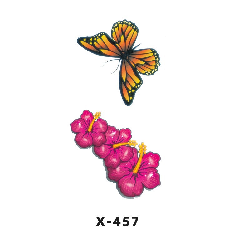 Arco de flor pequeña pegatinas de tatuaje fresco 3D dibujos animados transfronterizo Henna rosa impermeable texto en inglés pegatinas de tatuaje