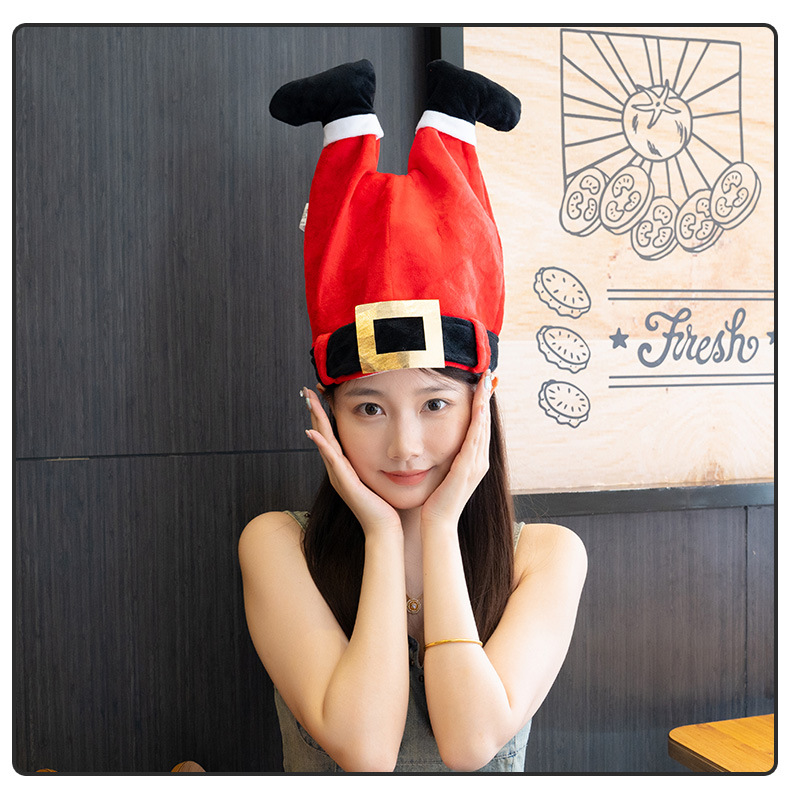 Christmas Santa hat funny sand carved chicken leg hat can move dance singing electric hat Christmas gift_voghion.com