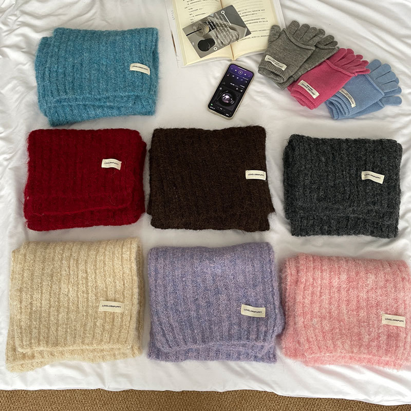 Contenant de la laine ~ Nouvelle écharpe en cachemire imitant un œuf gluant doux de couleur unie pour la chaleur hivernale en tricot de tempérament coréen_voghion.com