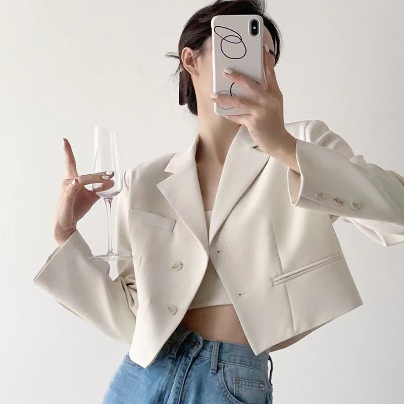 Short autumn demi-season elegant classic suit jacket