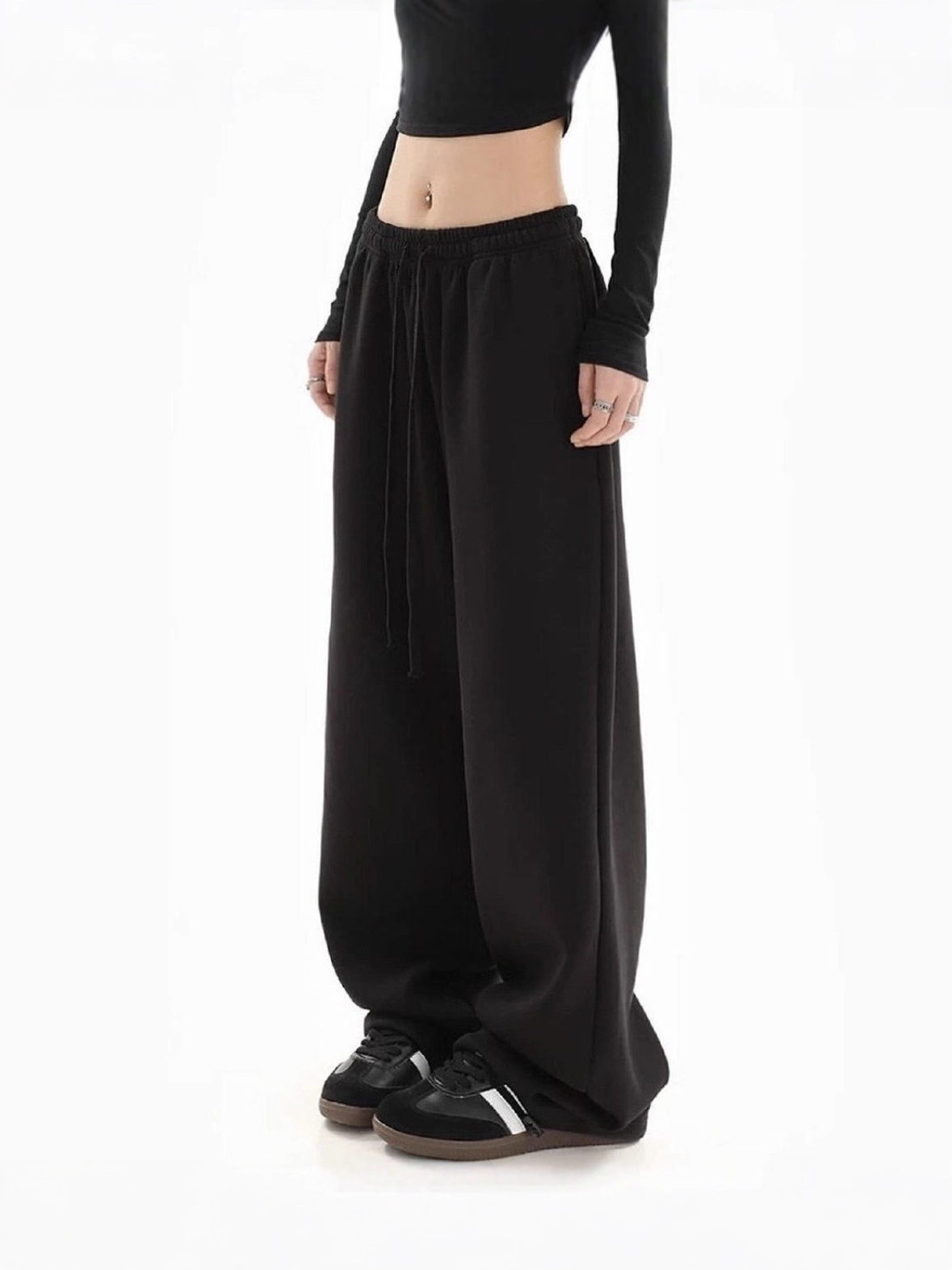 Cross-border Aliexpress pantalones simples de color sólido mujeres hip-hop tendencia casual pantalones deportivos rectos sueltos pantalones largos image 3