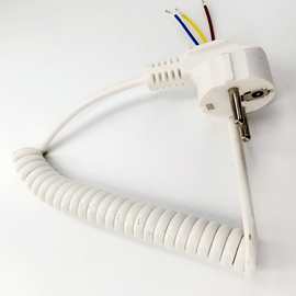 欧规烟斗插伸缩线PU弹簧线欧标电源线欧式螺旋线烟斗德国插