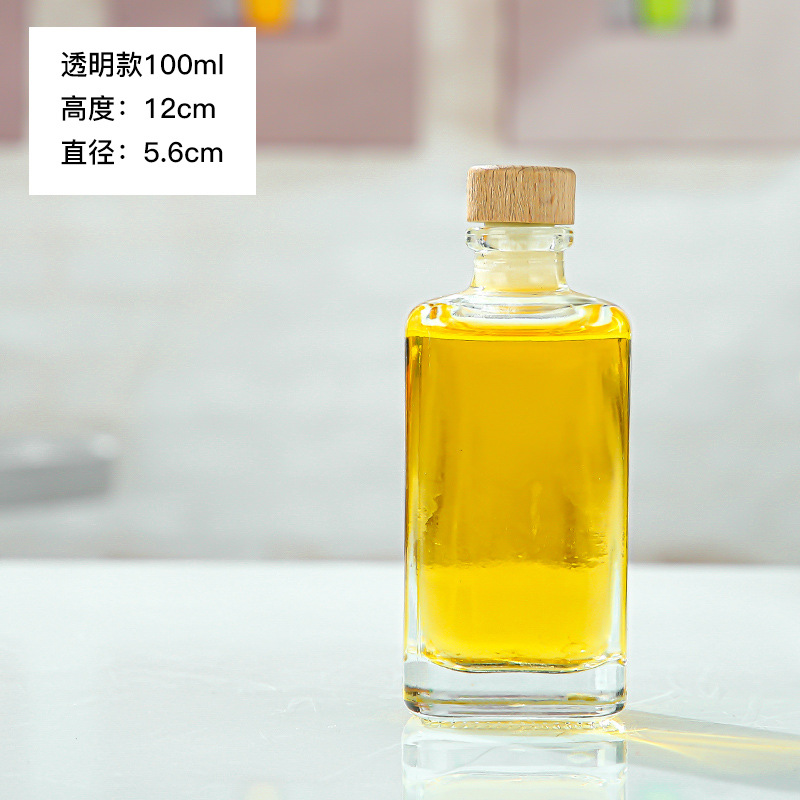 Botella de vidrio cuadrado espesado en casa-elaborada ciruela waxberry leche té jugo fruta botella vino tapa corcho vino