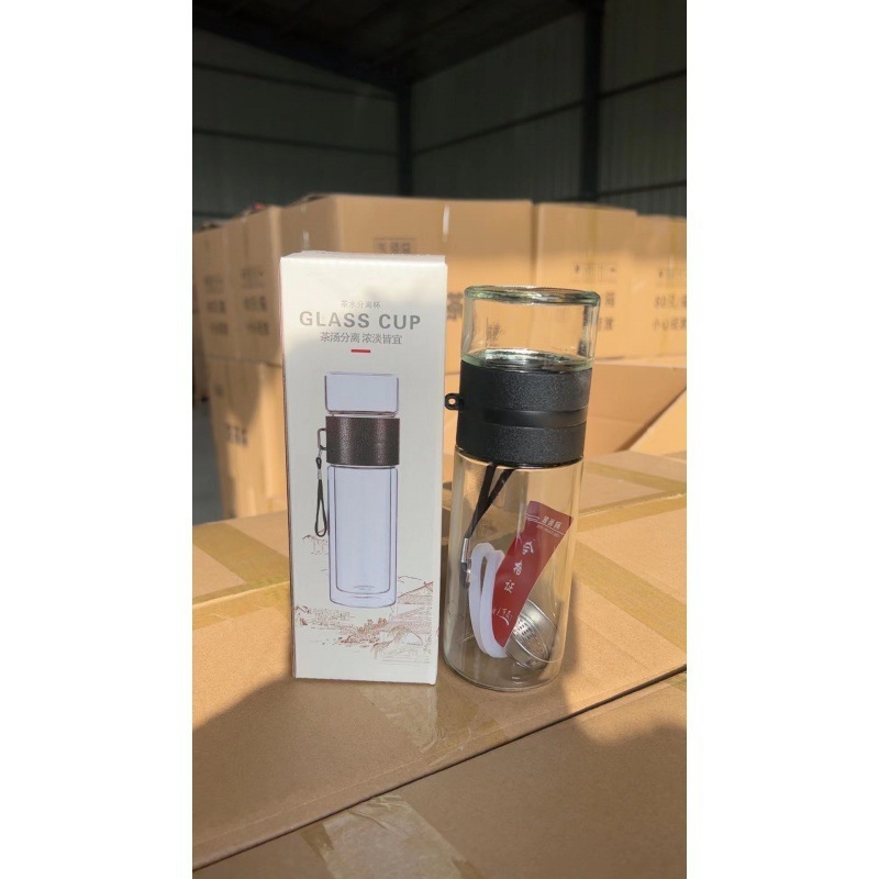 茶分離カップ高ホウケイ酸カップ二重層ビジネスガラスポータブルメンズガラスカップ卸売ティーカップ|undefined