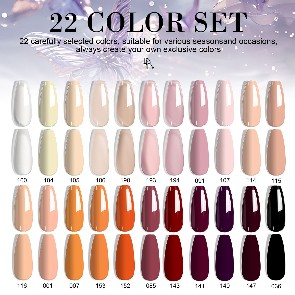 Juego de pegamento para esmalte de uñas LIMEGIRL juego completo de 22 colores nuevo pegamento para esmalte de uñas Barbie pegamento para esmalte de uñas