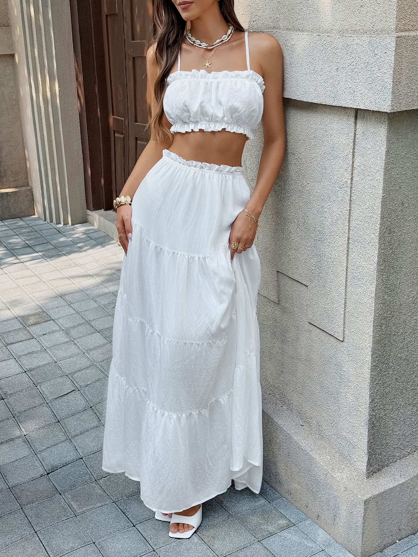 Women's Clothing Elegant European And American Style Strapless Dress Set For Women Spring Summer Vacation Fashion_ecoleips.com