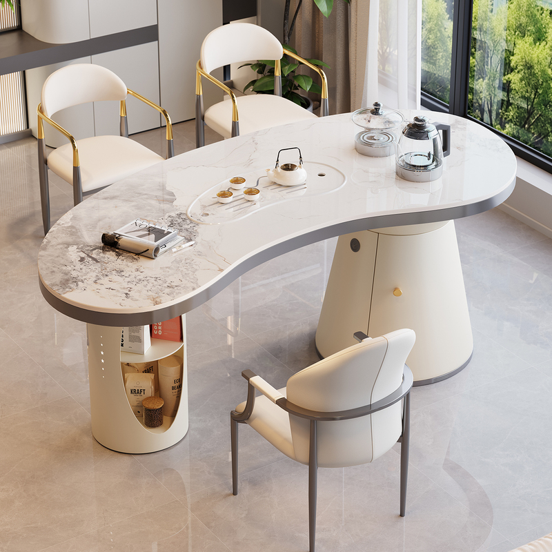 5 New High-End White Slate Tea Tables with Integrated Kettle and Tea Set, Complete Set for Balcony Tea Brewing 5 New High-End White Slate Tea Tables with Integrated Kettle and Tea Set, Complete Set for Balcony Tea Brewing