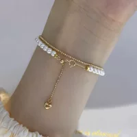 Ювелирные изделия July, 18-каратное золото, цвет Rin Baby, бусины Xiaomi, пресноводные бусины Akoya, чрезвычайно яркий круглый браслет, регулируемый Zhuji
