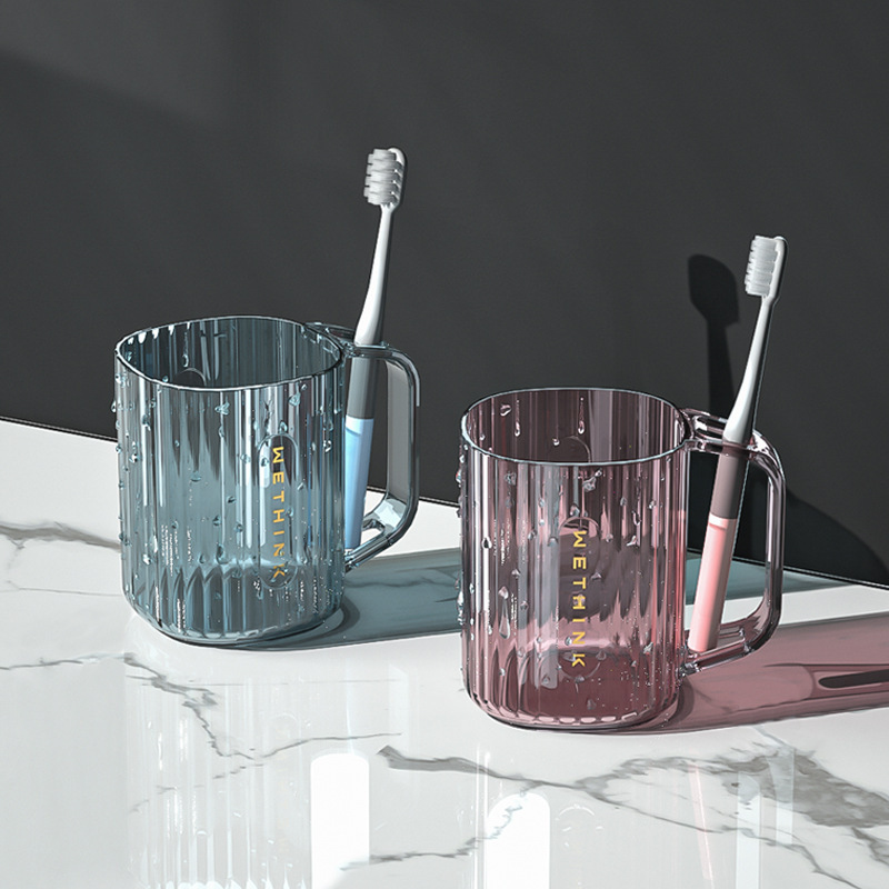 Taza de enjuague bucal creativa linda, simple, estilo de lujo ligero, pareja de plástico doméstico, taza de cepillo de dientes, dormitorio de estudiantes, taza de enjuague bucal transparente