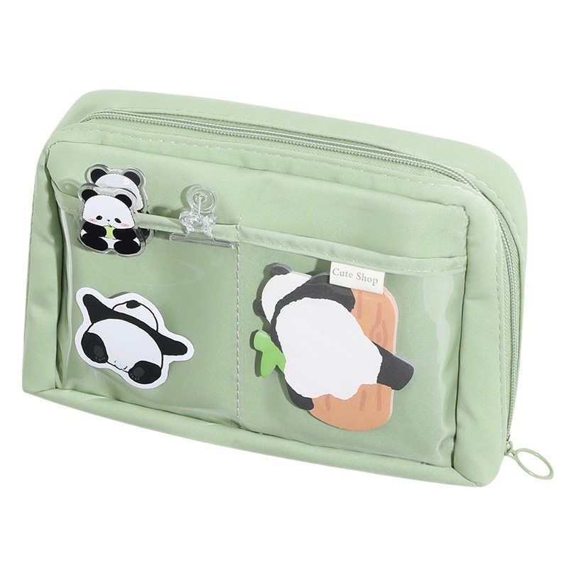 Caja de lápices abierta grande de 12 capas Panda caja de lápices transparente de gran capacidad caja de papelería de almacenamiento ins caja de lápices pequeña de aspecto alto