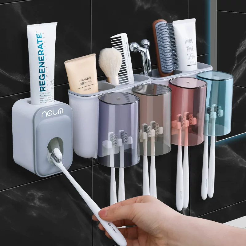 Toothbrush Set the rack with holes and mouthwash cup brushing cups, wall -mounted wall -mounted storage box suits