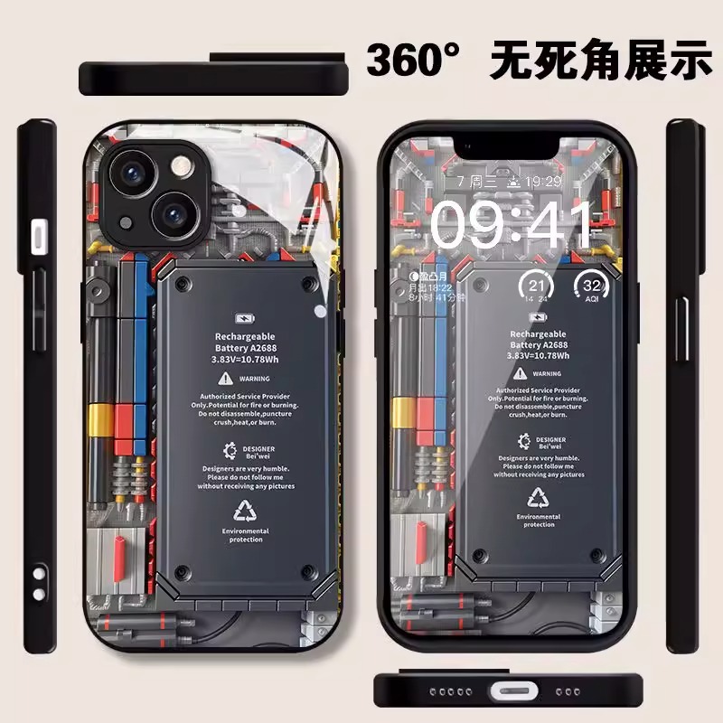 Funda para teléfono Apple 16, cubierta protectora para 17pro, iphone12mini color 11max, placa de circuito de vidrio 14plus