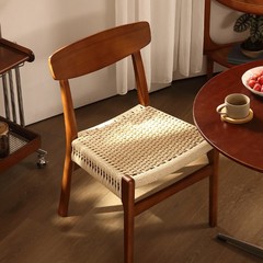 家庭用オリジナル無垢材ロープ織りダイニングチェアシンプルな家具新しい中国風レトロわびさびスタイルティールームデスクチェアレジャーチェア